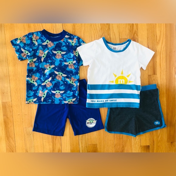 Star Wars Baby Yoda Grogu pajamas set & M&M t-shirt / shorts set 5T - Picture 1 of 8